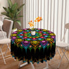 Vibrant Polka Dot Mandala Tablecloth - 63" Round Polyester Table Cover, Machine Woven with Waterproof Weave, Artistic Tapestry Wall Hanging for Indoor Dining, BBQ & Picnic - Psychedelic Colorful Design