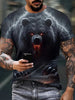 Dark Giant Bear 3D Printed Short-sleeved T-shirt - Fiery Red Eyes, Domineering And Shocking.