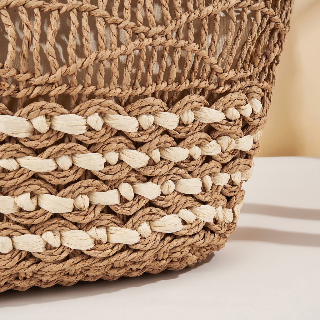 Hollow Pattern Straw Handbag Beach Shoulder Woven Bag