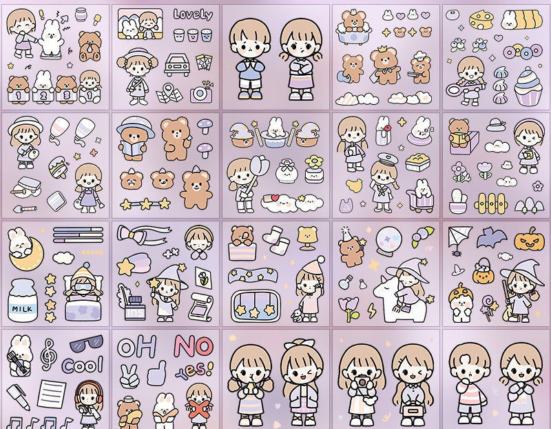 Hand Account Waterproof Sticker Water Cup Decoration Small Pattern Cartoon Girl