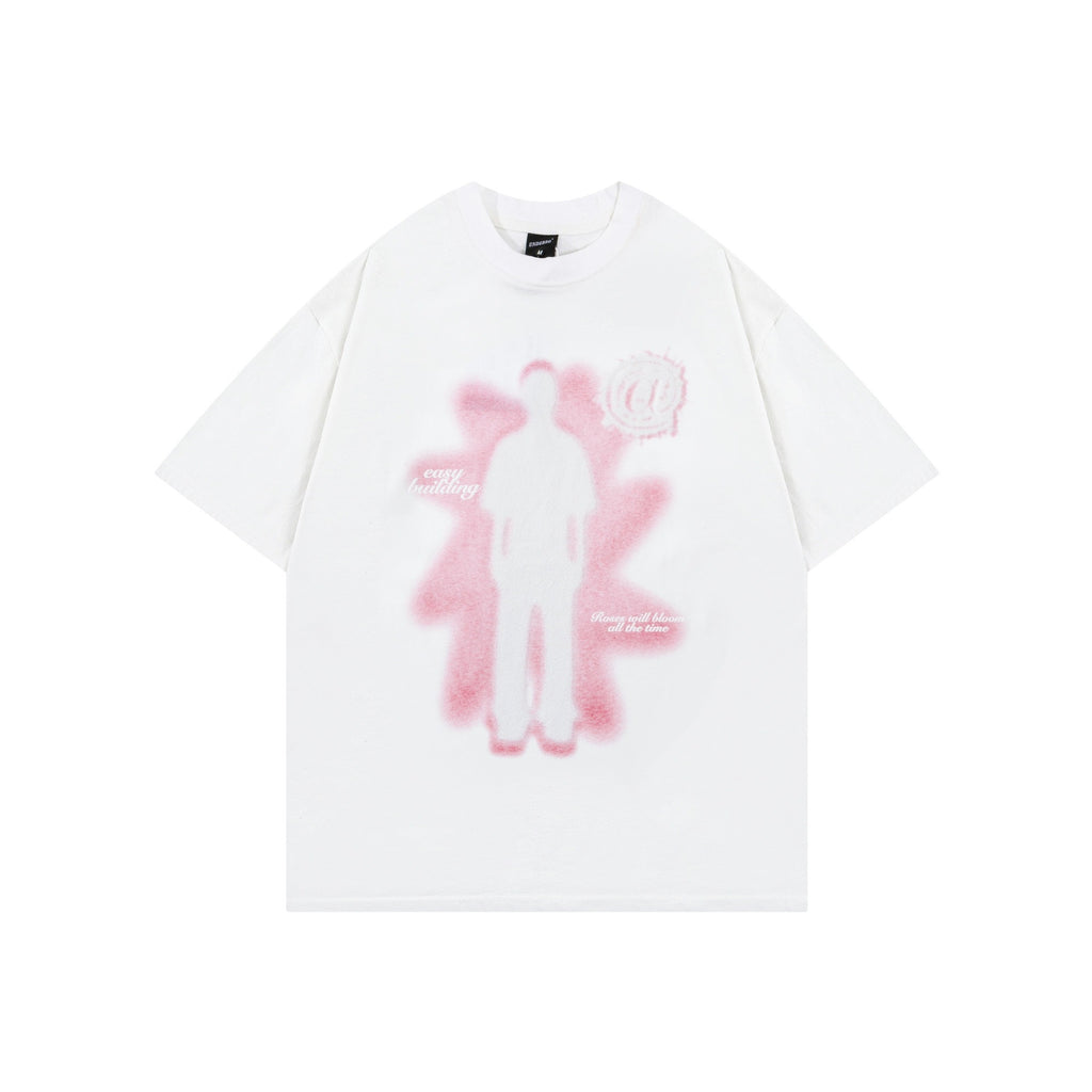 Human Shadow Print Short Sleeve Men Clothing Summer