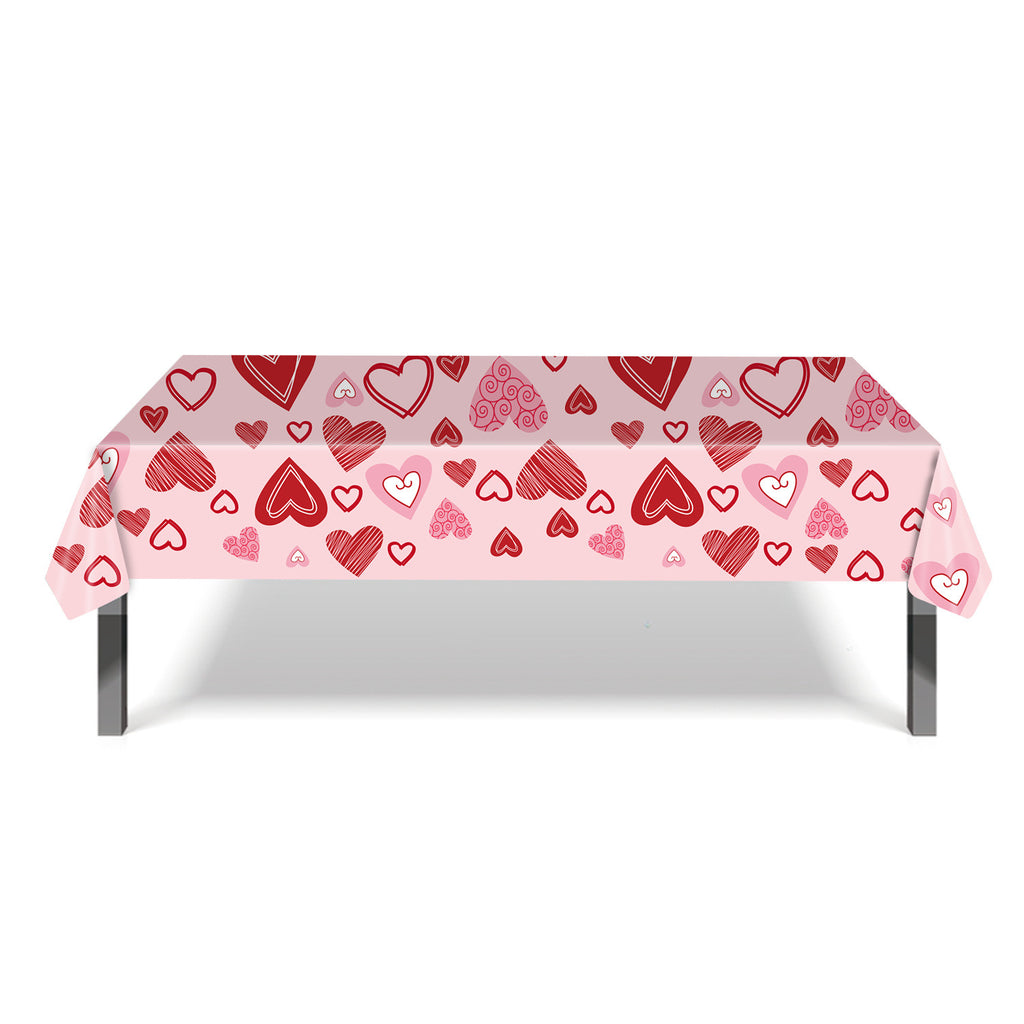 Valentine's Day Party Disposable Tablecloth Faceless Gnome Love Heart Table Cover