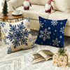 4pcs Blue Dream Snowflake Christmas Throw Pillow Covers, 18x18 Inch - Contemporary Style with Zipper Closure, Machine Washable Polyester Cushion Cases for Sofa & Home Decor, for Christmas