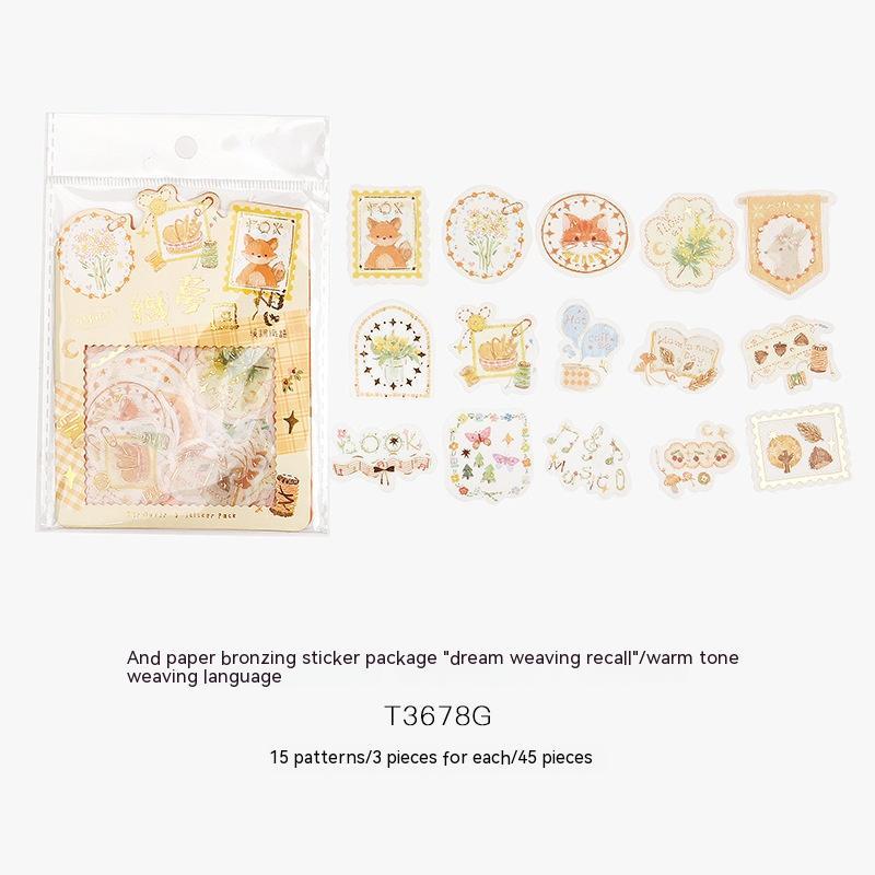 Japanese Paper Gold Foil Stickers Pack Journal Material