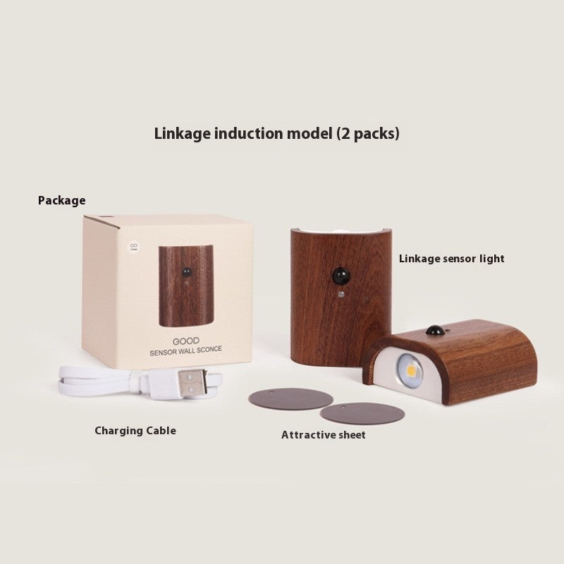 Solid Wood Pattern Linkage Human Body Induction LED Light