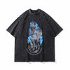 TKPA American Style Hip Hop Retro Washed And Worn Angel Print Short Sleeve