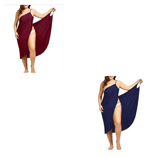 Stitching Solid Color Sexy Beach Dress Suspender One-piece Skirt