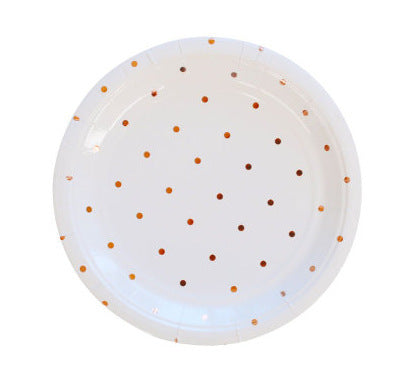 Hot Rose Gold Hexagonal Striped Paper Plate Paper Cup