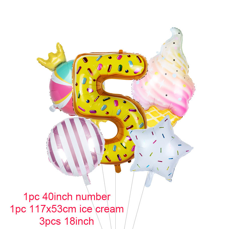 Donut Party Kit Paper Cups Plate Napkins Ice Cream Balloon