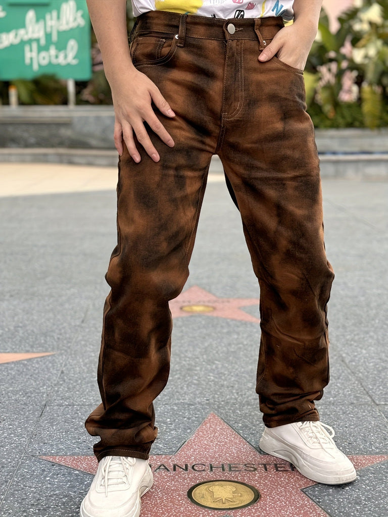 Men's Fashion Denim Pants with 3D Full Print Design, Street Style Straight-Leg Jeans, Suitable for All Seasons, Plus Size Jeans, American, Digital Printing, Special Choice