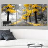 3pcs/set Yellow Tree And Black And White Background Framed Canvas Poster, Modern Wall Art for Bedroom, Living Room, and Corridor, Ideal Decor and Room Decoration Gift