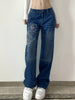 Women's Wide Leg Boyfriend Jeans Straight Leg With Printed Button Zipper Opening Loose Casual Jeans