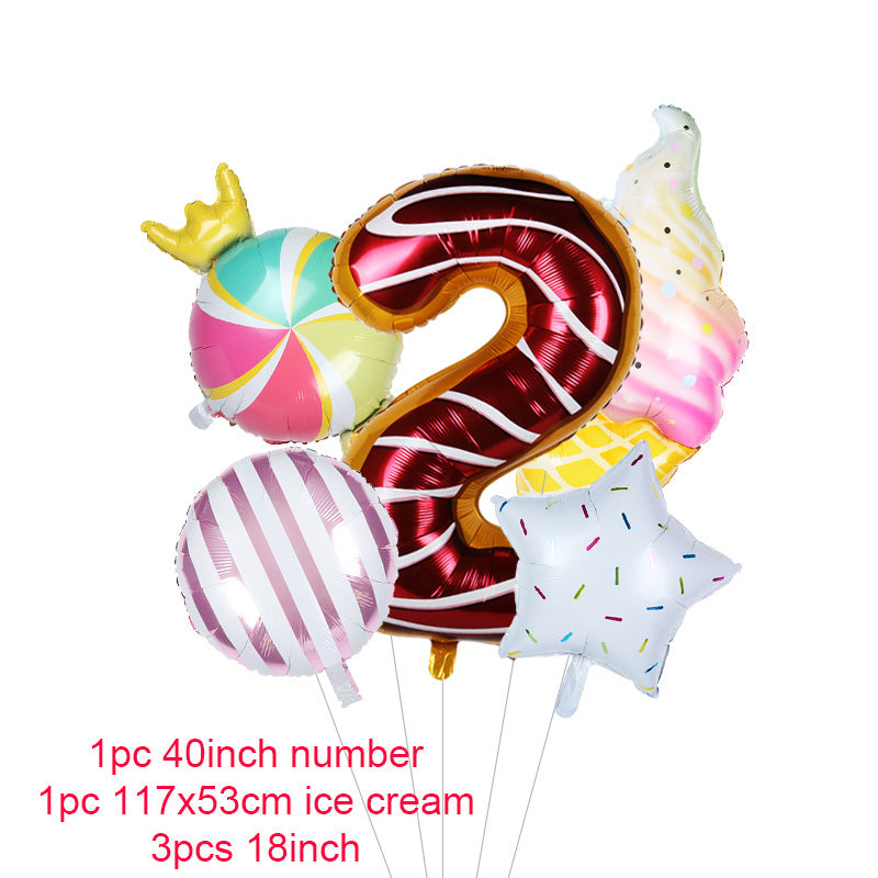 Donut Party Kit Paper Cups Plate Napkins Ice Cream Balloon
