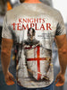 Men's Knight Figure With Sword And Shield Pattern And Alphabet Print Crew Neck And Short Sleeve T-shirt, Novel And Stylish Sports Tee For Men, Tops Suitable For Summer Outdoors Activities