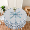 Pearl Ice Crystal Snowflake Design Round Tablecloth, 63-Inch Diameter, 100% Polyester, Machine Woven, Christmas Holiday Graphic Pattern, Versatile Table Cover for Patio Dining, Picnic, and Outdoor BBQ