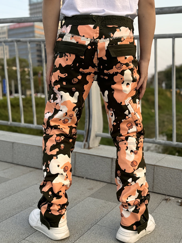Men'S Fashion Camo Print Jeans, Cotton Blend, Medium Stretch Skinny Fit, with Embroidered Detail, Zipper Fly, Front Pockets, Back Pockets with Chain Hem, for All-Season Woven Trousers