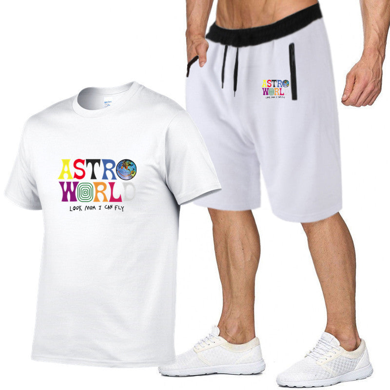 Cotton T-shirt fashion print short sleeve