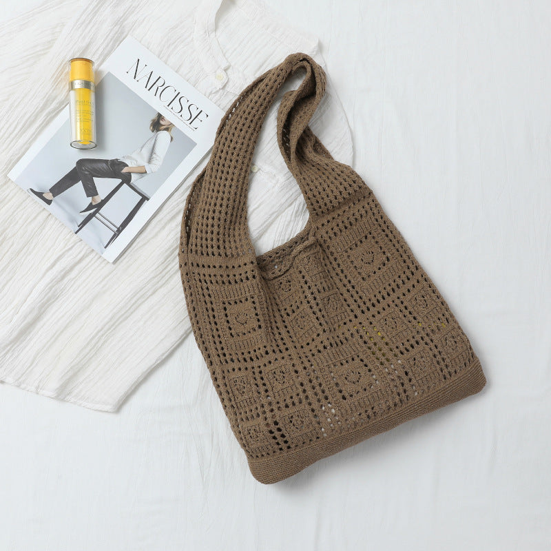 Mesh Hollow Out Simple Woven Bag Girls' Shoulder Bag