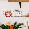 Festive Christmas Kitchen Wall Decor Stickers: Coffee Time Quotes Decals with Gingerbread Men And Candies, Peel And Stick Wallpaper, DIY Removable Wall Art Decals Mural Posters Home Decor