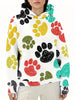 Dog Paws Print Pullover Sweatshirt, Casual Long Sleeve Hooded Sweatshirt For Spring, Women's Clothing