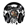 Earphone style vinyl record wall clock