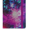 Galaxy-Themed Hardcover Journal with Elastic Band Closure, 160 Pages, Archival Paper, Rainbow Highlights - Daily Office Supplies