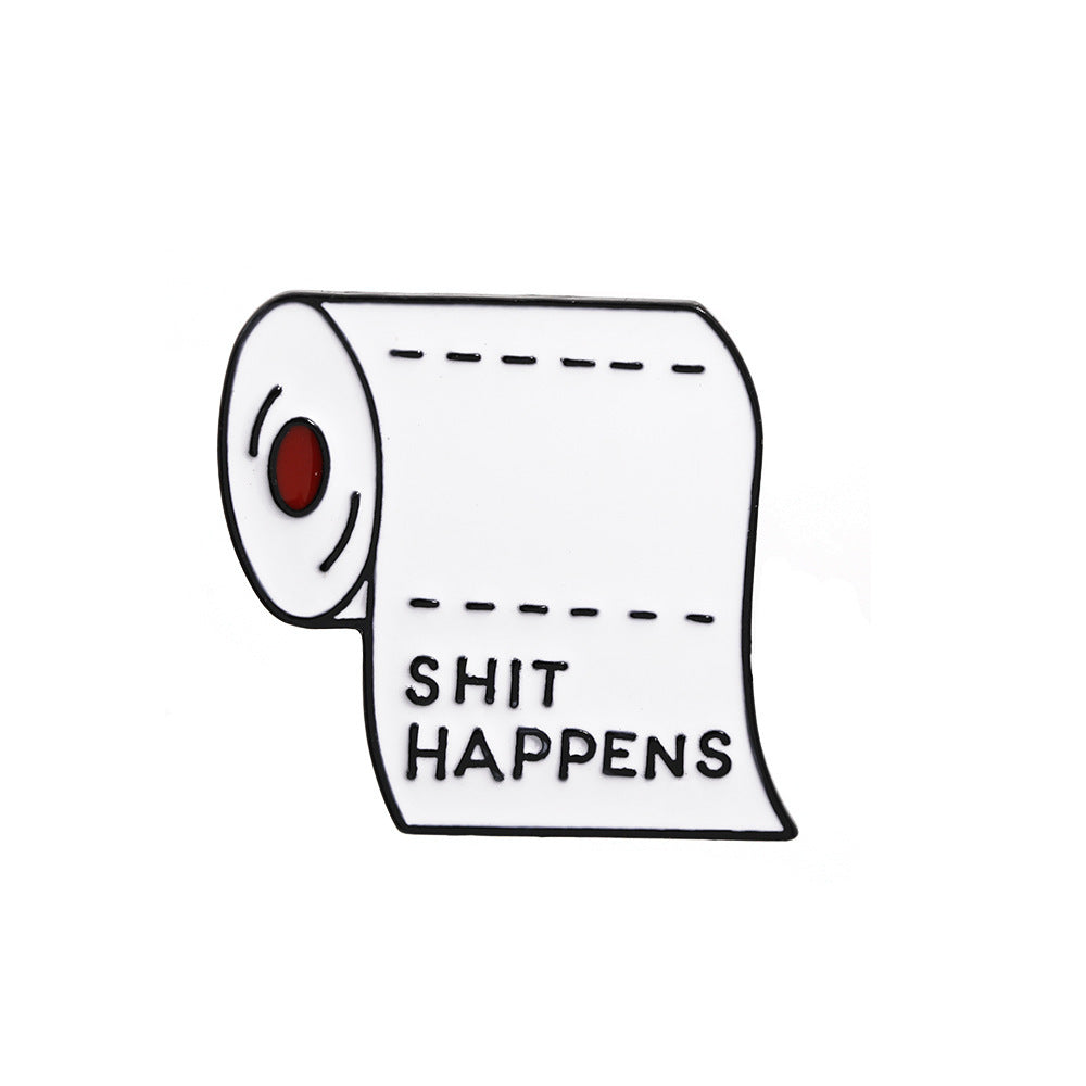 Rolled paper toilet paper drip enamel brooch