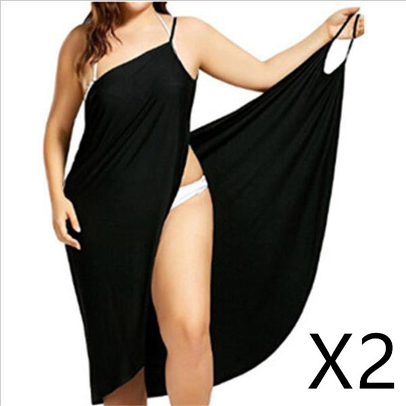 Stitching Solid Color  Beach Dress Suspender One-piece Skirt