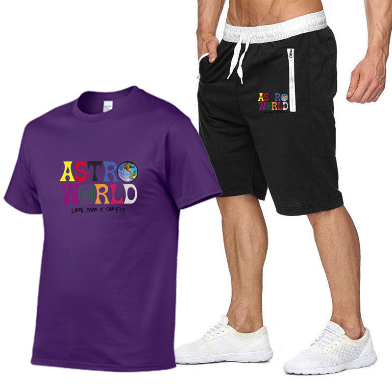 Cotton T-shirt fashion print short sleeve
