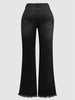 Women's Embroidered Bell-Bottom Casual Full-Length Black Jeans