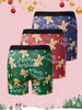 3-Pack Men's Christmas Gingerbread Boxer Briefs, Long Length, Wide Waistband, Breathable Knit Fabric, Polyester, Festive Holiday Gift, Casual Everyday Wear