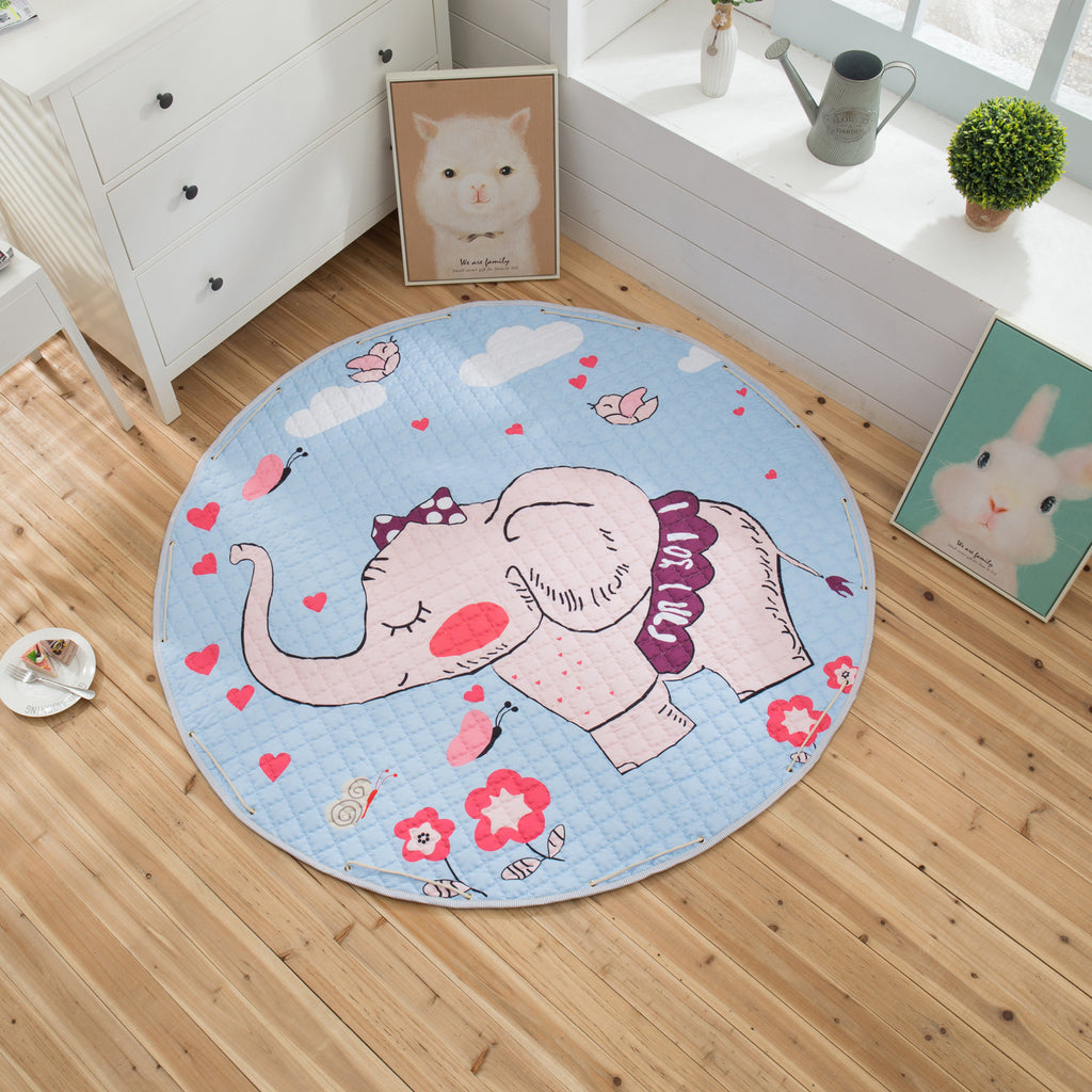 Round Floor Crawling Mat for Baby Room Decoration Play Mats Carpet Blanket Kids Toys Storage Bag