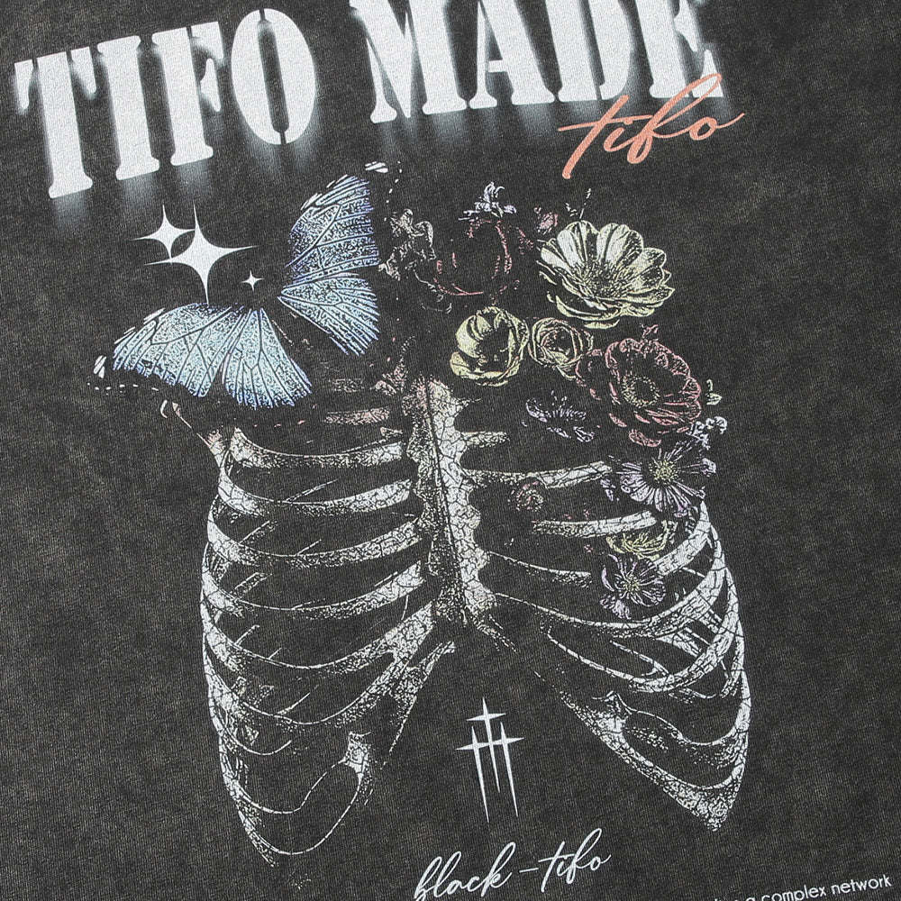 Dark Skull Skeleton Washed And Worn T-shirt Men