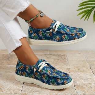 Women's Large Size Canvas Shoes Printed Casual Shoes