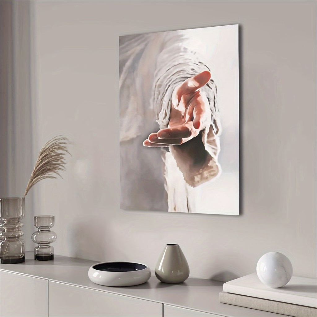 1PC Jesus Hand of God Canvas Painting Art Deco Printed Poster Image Home Living Room Bedroom Decor with Frame - Canvas & Ink - For Home Decor Enthusiasts - Perfect Gift for Religious Art Lovers