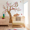 A set of four 11.81*35.43inch*4pcs large peach blossom tree owl deer wall stickers for bedroom living room background wall home decoration stickers self-adhesive MS3260-YL