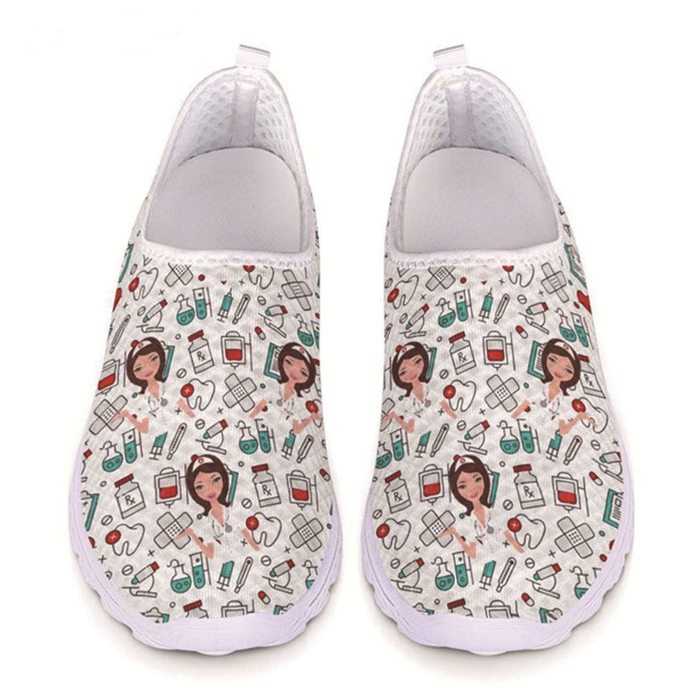 Nurse cartoon printed shoes