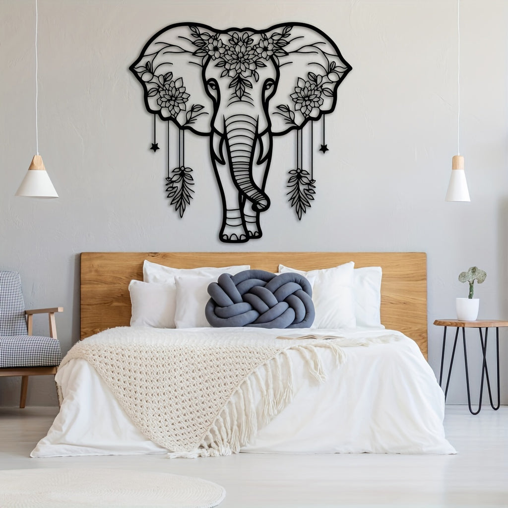 Iron Metal Elephant Wall Art Decor - Bohemian enthusiasts, Gift-givers - Composition, Iron - Suitable for Home Decor, Living Room, Gift