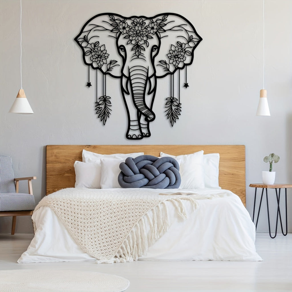 Iron Metal Elephant Wall Art Decor - Bohemian enthusiasts, Gift-givers - Composition, Iron - Suitable for Home Decor, Living Room, Gift