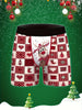 Men's Christmas Themed Reindeer Print Boxer Briefs - Comfortable Polyester Knit Fabric, Medium Stretch, Festive Holiday Underwear