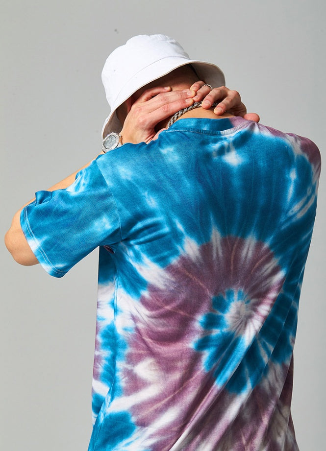 Irregular color twist thread tie-dye short sleeve