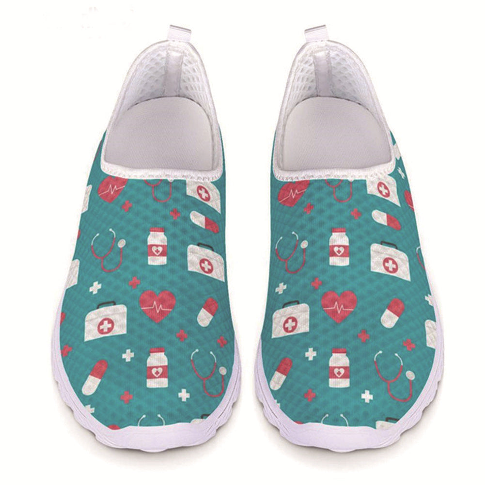 Nurse cartoon printed shoes