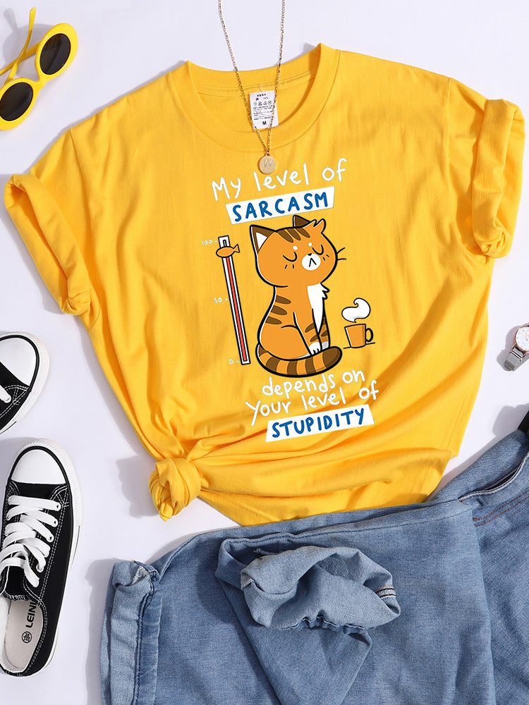 Pattern T-shirt Fashionable Printed Fashion Loose T-shirt Cat