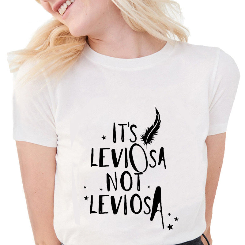 Angel Feather Letter Print Men's and Women's Round Neck T-Shirt