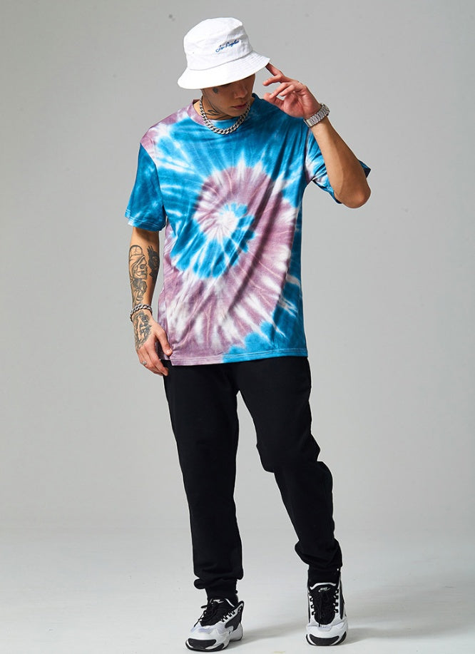 Irregular color twist thread tie-dye short sleeve