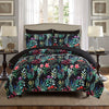 7 Piece Bed In A Bag Floral Comforter Set, Botanical Flowers Comforter And Sheet Set, (Dark Floral, Queen)
