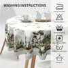 Christmas-Themed Polyester Tablecloth - Golden Stars, Snowflakes & Forest Deer Design | Perfect for Holiday Dining & Picnics