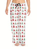 Women's Comfy Christmas Tree Print Wide-Leg Pants - Stretchy, Casual Sleepwear with Drawstring Waist, Machine Washable