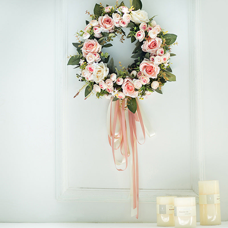 The rose flower wreath hanging wall flowers simulation round heart-shaped ornaments wedding wedding room decoration decoration wall Home Furnishing