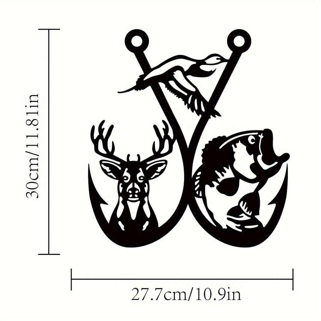 Hunting Fish Hook Metal Wall Sign - Hunters, Outdoor Enthusiasts, Rustic Homeowners - No, Metal, Wall mount, Use Without Electricity - Suitable for Hunting, Cabin, Bedroom